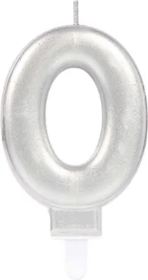 Produktbild von "Starlight Birthday" Zahlenkerze 9,3cm | Silber Zahl: 0