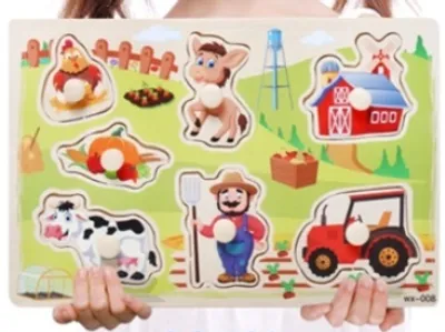 Obrázok produktu pre Drevené puzzle farma traktor krava