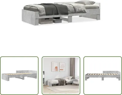 Produktbild von The Living Store Bettgestell Betongrau 75x190 cm Holzwerkstoff