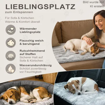 Produktbild von XiRRiX Pfotenliebling flauschige Hundedecke wasserdicht, rutschhemmend & waschbar – Kuscheldecke warm für kleine und mittelgroße Hunde  - für Sofa, Auto & Hundebett