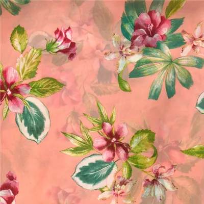 Produktbild von Voile-Stoff Blumen ab 1m x 150cm breit Digitaldruck Kleiderstoff Dekostoff