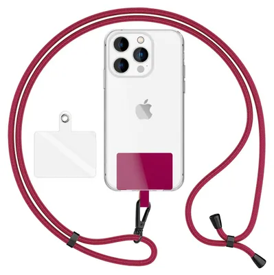 Zdjęcie produktu dla HoldMe Air Edition - Uniwersalna smycz z 2 podkładkami i karabińczykiem (czarny matowy) - Pasek do telefonu komórkowego 160 cm - Bordeaux