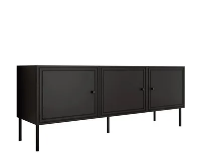 Produktbild von MIRJAN24 TV-Lowboard Palazzo Bis 150 3D, TV-Tisch, RTV mit drei Drehtüren, Metallfüße in der Farbe Schwarz (Farbe: Schwarz)