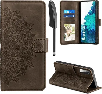 Produktbild von Samsung Galaxy S20 FE Hülle - Leder Flip Wallet Case Braun