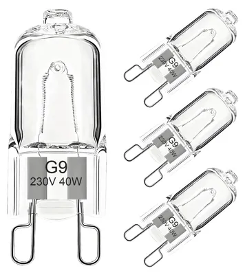 G9 Halogenlampen 40 W, hitzebeständig bis 500 °C, 4er Set
