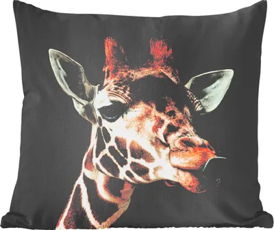Produktbild von MuchoWow® Zierkissen Sofakissen Wohnzimmer Dekokissen 50x50 cm Giraffe - Tiere - Schwarz - Komfort - Sofakissen