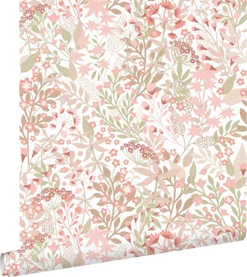 Immagine prodotto di ESTAhome carta da parati fiori selvatici verde grigiastro e rosa 50 x 900 cm