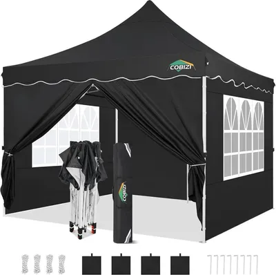 Image de COBIZI Pavillon pliable 3x3 Imperméable Stable Protection UV 50+ Noir