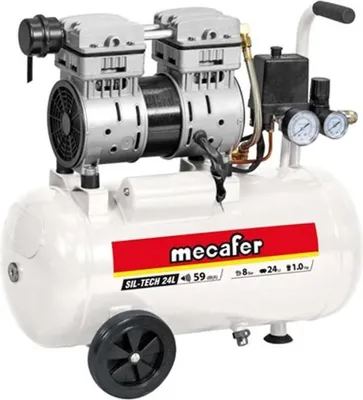 Produktbild von Mecafer Leiser Kompressor, 24L Tank, 1 PS, 8 bar, 150 L/min, 750W, Geräuscharm