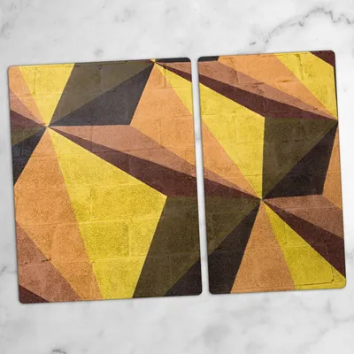 Produktbild von Glas-Herdabdeckplatten Glaskeramikkochfeld-Abdeckung Spritzschutz Glas 70x52 Geometrische Muster