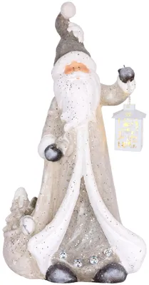 Produktbild von Weihnachtsdekoration MagicHome, Weihnachtsmann mit Laterne, 1 LED, 2xAAA, Keramik, 34x21x65 cm