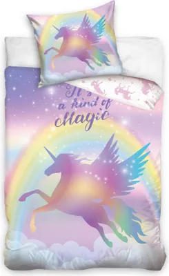 Produktbild von Baumwollbettwäsche 160x200 Magisches Einhorn Regenbogen