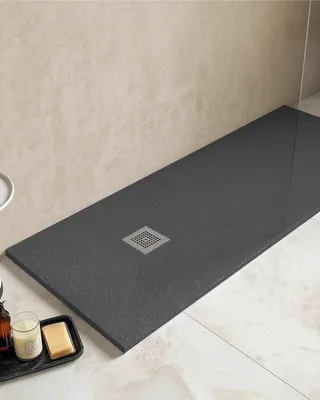 Immagine prodotto di Piatto Doccia 80x120 Desio effetto pietra in Mineralmarmo Antracite