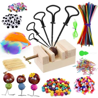 Produktbild von Kastanienbohrer Set mit Zubehör 698 Teile Handbohrer 1,5-5 mm für Basteln