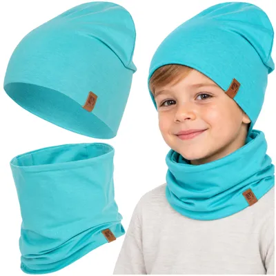 Produktbild von Kinder Set Beanie HEYO Mütze Schlauchschal Baumwolle Meeresblau