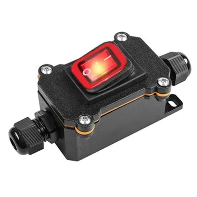 Productafbeelding van 220V 30A Inlijnbare kabelinbouwschakelaar IP67, waterdicht, dubbele positie, aan/uit-schakelaar voor buitentoepassingen - Aan/uit-schakelaar met rode LED-indicator