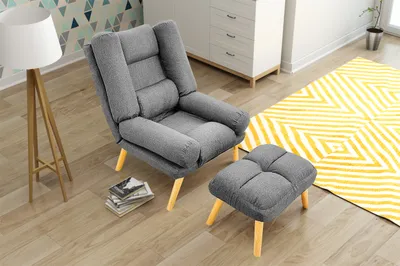 Produktbild von Relaxsessel Sessel VENICE verstellbar in Stoff Hellgrau inkl.Hocker