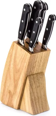 Immagine prodotto di SSW Grande blocco coltelli professionale blocco di legno manico in plastica rivettatura in acciaio inox 6 pezzi