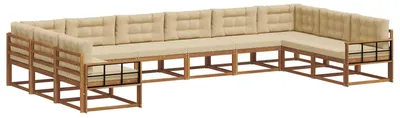 Produktbild von vidaXL Outdoor-Sofagarnitur mit Kissen 10 pcs Natur und Beige