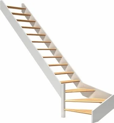 Produktbild von Pertura Wangentreppe Elenie Buche Leimholz Lackiert Ohne Setzstufen Seitenwange weiß 1/4-gewendelt unten links 83,5 cm 1