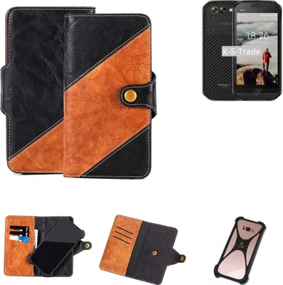 Produktbild von K-S-Trade Handyhülle Schutzhülle Bookstyle Case Wallet-Case kompatibel mit Doogee S30 Handy Cover Bumper Klapphülle schwarz hellbraun 1x