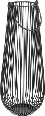 Produktbild von Eleganter Kerzenhalter Schwarz Metall Laterne mit Henkel Deko Ø22cm H52cm für Gemütlichkeit