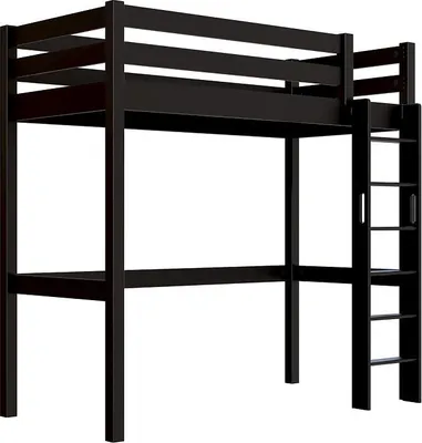 Produktbild von Hohes bett 1-Personen Sylvia 90x200 mit gerader Leiter - Schwarz
