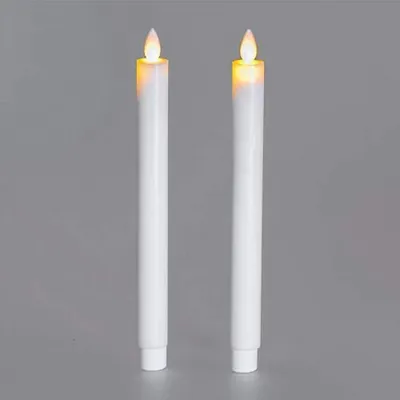 Produktbild von formano LED Stabkerzen 2er Set cremeweiß flackernde LED Kerzen mit Timer 24 cm