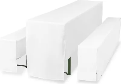 Produktbild von TexDeko Hussen für Bierzeltgarnitur 3TLG Set Premium PRO Blickdicht Biertischhussen 220cm (Tischbreite: 50cm, Weiß)