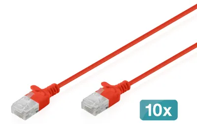Imagen del producto de Digitus DK-1618-015S-R-10, 1,5 metros, Cat6, U/UTP (UTP), RJ-45, RJ-45, color rojo