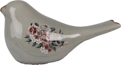 Immagine prodotto di Clayre & Eef Figura decorativa Uccello 25x10x13 cm Vetroceramica grigia