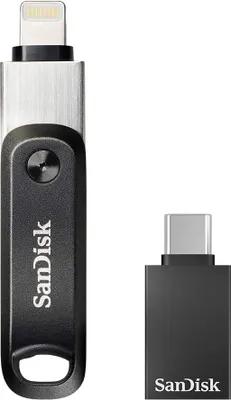 Produktbild von SanDisk iXpand Go Flash-Laufwerk iPhone Speicher 256GB (iPad kompatibel, automatisches Backup, mit Adapter von USB-A zu USB-C, Schlüsselanhänger-Funktion, USB 3.0, iXpand App)