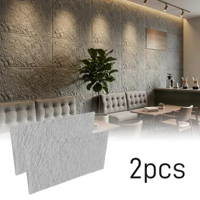 Zdjęcie produktu dla Panele ścienne UISEBRT imitujące naturalny kamień, grubość 3 cm, 2 sztuki. Jasnoszare panelepoliuretan do indywidualnego dekorowania ścian, model A