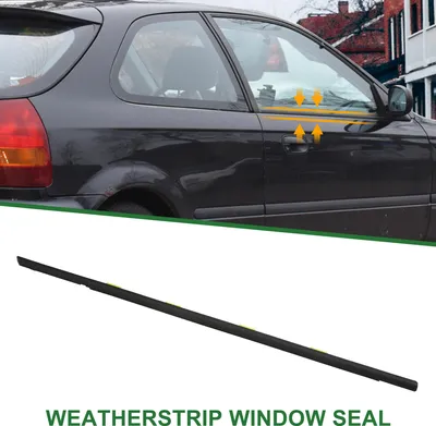 Image de Joint D'Étanchéité De Fenêtre, Bande De Garniture De Fenêtre, Pour Honda Civic 1996-2000, PVC, Avant Droit, No.72410S04003, Noir, 1 Pièce