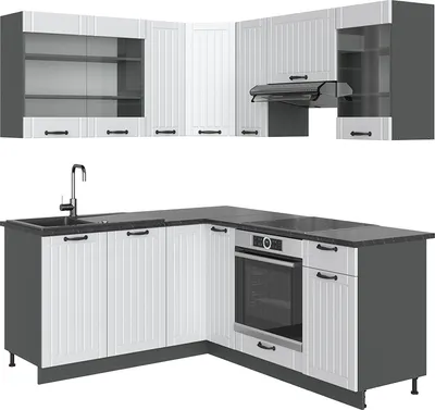 Produktbild von Eckküche Vicco Fame-Line Weiß Landhaus/Anthrazit 190 x 46 cm ohne Arbeitsplatte, Model 36158