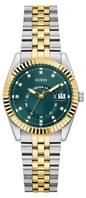 Produktbild von Guess Analoguhr Damen Jada Bicolor Silberfarben Goldfarben Grün GW0936L3