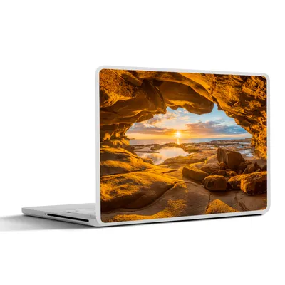 Produktbild von MuchoWow® Laptop Aufkleber Sticker Cover Höhle - Meer - Horizont - Sonnenuntergang 32.5x23.5 cm - Sticker für Laptop - Selbstklebend