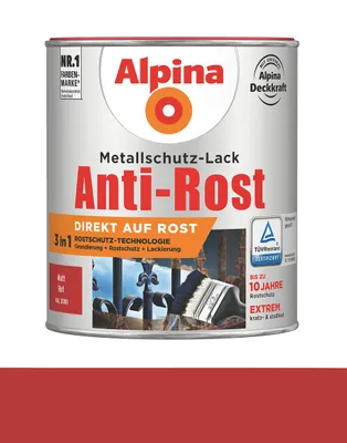 Produktbild von Alpina Metallschutzlack Anti-Rost Rot 750 ml matt