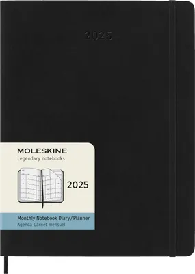 Produktbild von Moleskine 12 Monate Monats Notizkalender 2025, XL, 1 Mo = 2 Seiten, linierte Seiten, Weicher Einband, Schwarz