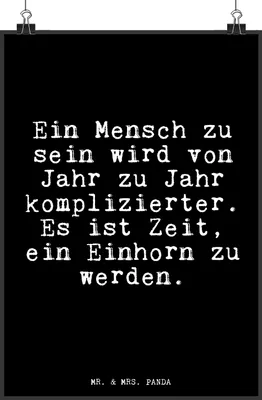 Produktbild von Mr. & Mrs. Panda Bild Ein Mensch zu sein... DIN A4 - Schwarz - Geschenk, Glizer Spruch Sprüche Weisheiten Zitate Lustig Weisheit Worte, Menschen, Realität, Einhorn