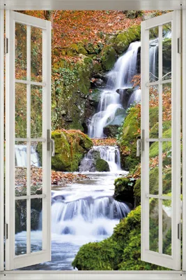 Produktbild von Wallario Outdoor-Poster für Garten oder Balkon 61 x 91,50 cm: Bach im Wald