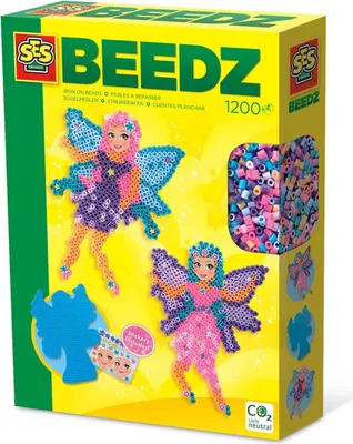 Produktbild von SES Creative Beedz 06204 Bügelperlen-Set Elfen, 1200 Perlen mit Feen-Stiftplatte für Kinder, 1200 Stück(e), 5 Jahr(e), Mädchen, Kind, Mehrfarbig, Nicht für Kinder unter 36 Monaten geeignet