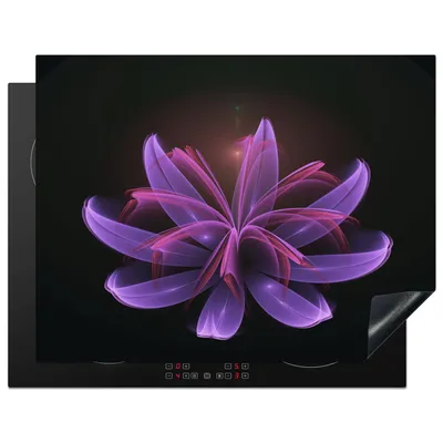 Produktbild von KitchenYeah© Herdabdeckplatte Lila Deadhead Blume , 77x59cm, Küche Deko, Glaskeramikkochfeld Herdabdeckung, Abdeckplatte fùr Kochfeld