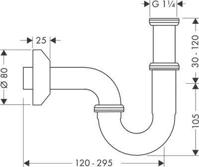 Obrázek produktu pro Sifon k umyvadlu, 1 1/4″, chromovaný