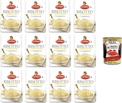 Produktbild von Curtiriso Risotto alla Parmigiana-Formaggio pronto in 8 minuti Parmigiana-Käse-Risotto ist in 8 Minuten fertig 12x175gr + Italian gourmet polpa 400g