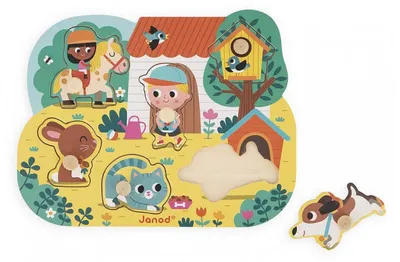 Image de Janod puzzle en bois 6 pieces la campagne