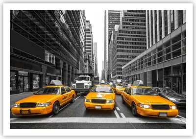 Produktbild von Poster - Poster ohne Rahmen - Taxi Stadt Straße Transport - 100x70 cm - Wand Bild - Wanddeko - Wandbilder - Kunstposter - Wandposter - Bilder - Kunstdruck - Wandbild - P2XAA100x70-2695