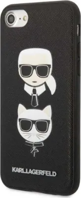 Obrázok produktu pre Karl Lagerfeld Klhci8Sakickcbk Iphone 7/8 / Se 2020 / Se 2022 Čierne/Čierne Pevné Puzdro Saffiano Karl&Choupette Head