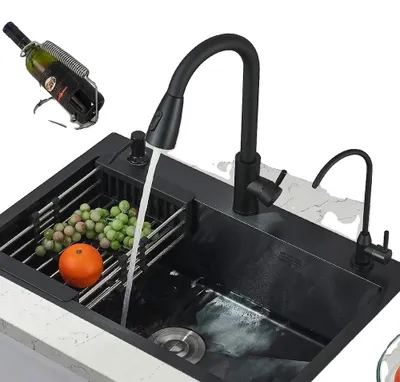 Immagine prodotto di Lavello da cucina, acciaio inox 304, vasca singola, nero