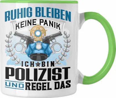 Produktbild von Trendation - Polizist Tasse Geschenk Lustiger Spruch für Männer Ruhig bleiben Polizist Geschenkidee (Grün)
